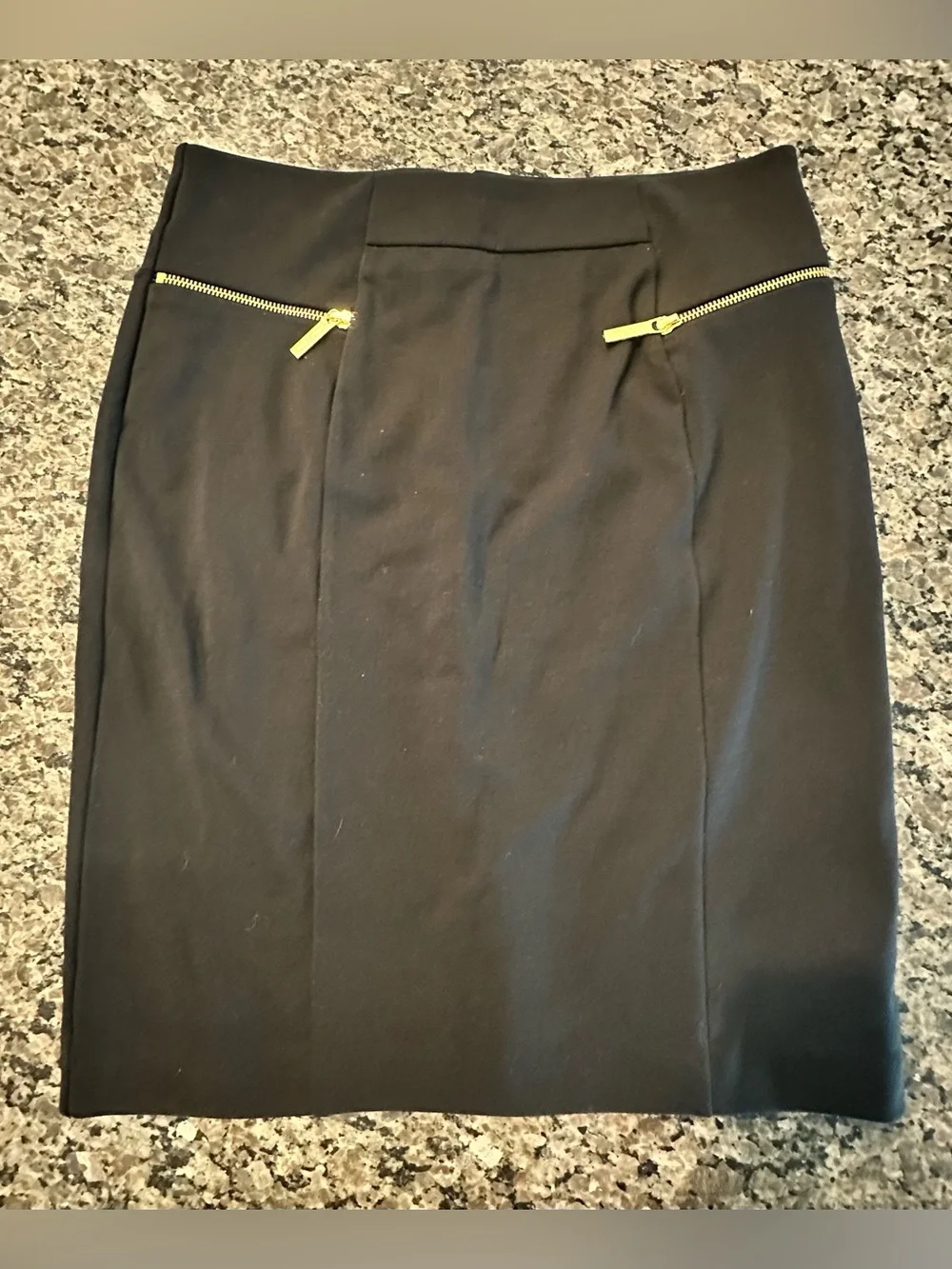 Michael Kors Black Pencil Skirt with Gold Zippers